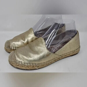 Sam Edelman Kesia Gold Leather Rounded Toe Slip On Espadrilles Classic Size 7